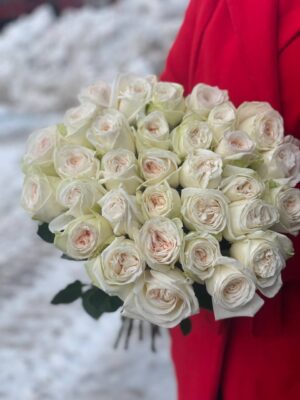 Пионовидная роза сорта «White o’Hara» купить с доставкой в Мытищах